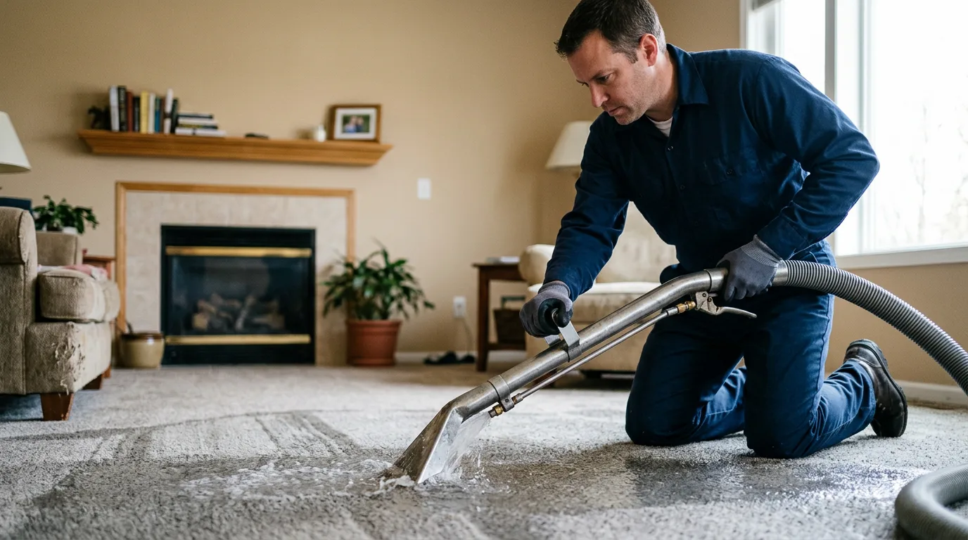 Water damage restoration technician working near Teague, TX